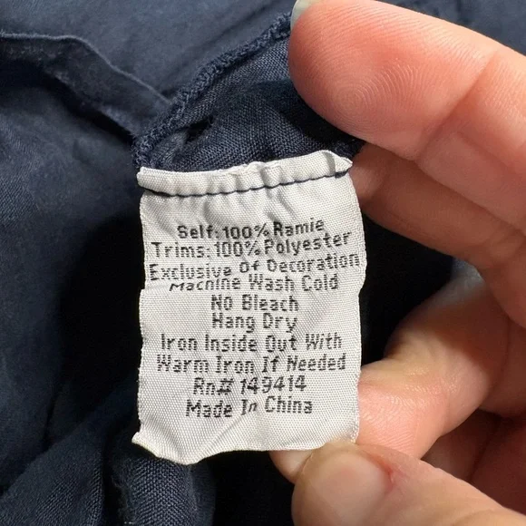 GUC Johnny Was- Lulu Butterfly Embroidered Navy Blue Dress. Size S - Picture 5 of 8